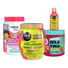 Salon Line Kit Creme, Creme 3 em 1, Gelatina e Óleo Morango Foto mini 1