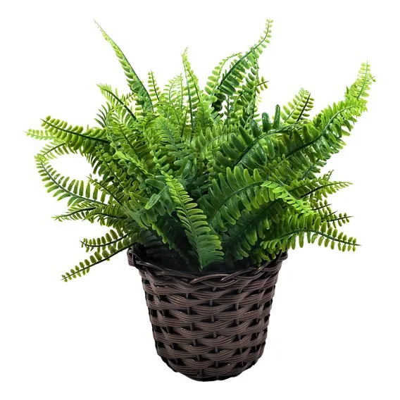 Samambaia Artificial Folhas Silicone Vaso Arranjo Toque Real Foto 1