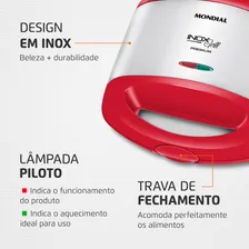 Sanduicheira Grill Premium S-19 800w Vermelho E Inox Mondial 110V Foto mini  3