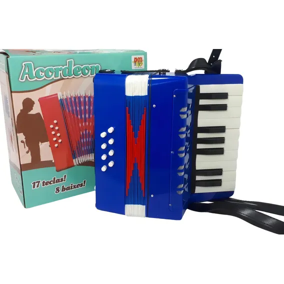 Sanfona Acordeon Gaita Musical Infantil 8 Baixos - Cor Azul Foto 1