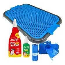 Sanitário Canino Xixi Pet Banheiro Cães Educador E Cata Caca Cor Azul Foto mini 1