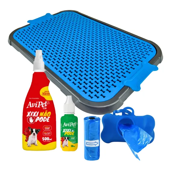 Sanitário Canino Xixi Pet Banheiro Cães Educador E Cata Caca Cor Azul Foto 1