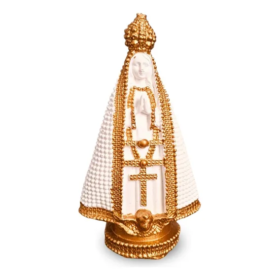 Santinha Nossa Senhora Perola Aparecida Delicada 15cm Cor Branca Foto 1