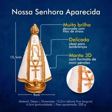 Santinha Nossa Senhora Perola Aparecida Delicada 15cm Cor Branca Foto mini 2