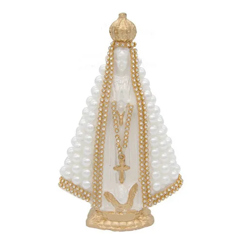 Santos Imagens Nossa Senhora Perola Branca 15cm Artesanato Cor Pérola Branca Com Centro Branco Foto 1
