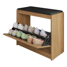 Sapateira Banco Plenitude Organizador Sapato Quarto Cor Preto Foto mini 4