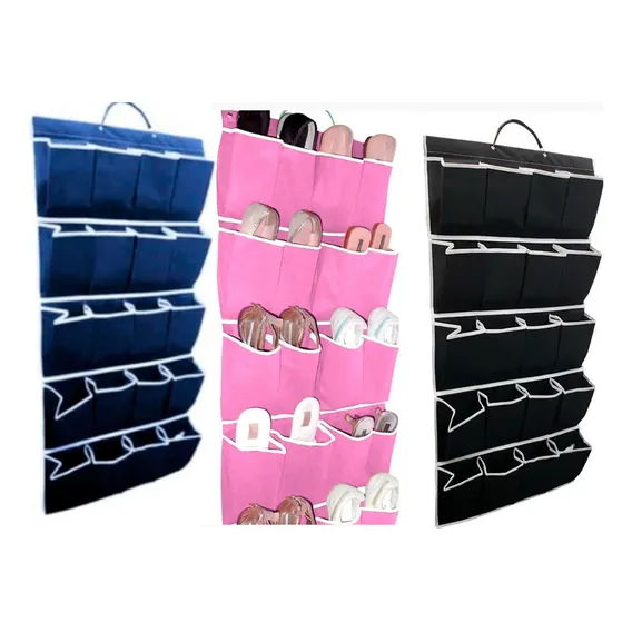 Sapateira Organizadora Pendurável Atrás Porta 20 Bolsos Cor Azul Foto 1