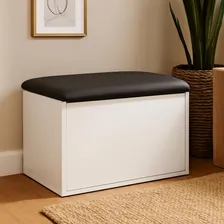 Sapateira Puff Baú Organizador Sapato Plasmobile 65cm Branco Foto  mini 1