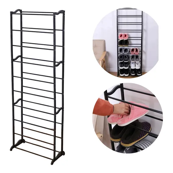 Sapateira Vertical Rack Prateleira Organizador Sapatos 150cm Cor Preto Foto 1