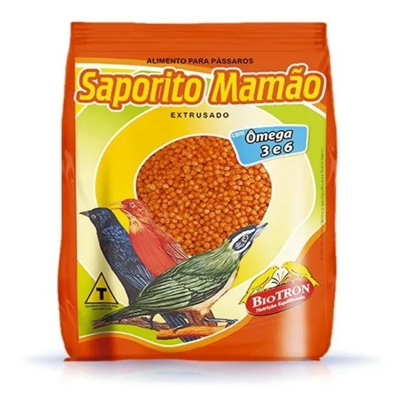 Saporito Mamão 2.5kg Ração extrusada para pássaros Biotron Foto 1