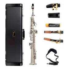 Sax Soprano Reto Eagle Sp502 N Sp502n Niquelado C/acessorios Foto  mini 1