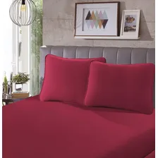 SBX Rubi Cor Vermelho Jogo Cama Lençol Malha Casal 3 Peças Foto mini 2