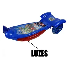 Scooter 3 rodas infantil patinete musical com luz Azul Avengers Foto mini 3