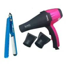 Secador Cabelo Escova E Chapinha Alisadora Foto  mini 1