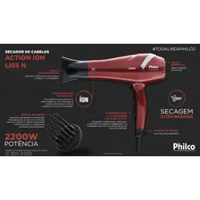 Secador de cabelo Philco Action Íon Liss vermelho 127V Foto mini 4