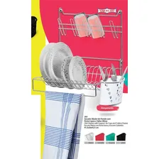 Secador De Pratos Dobrável D Parede Porta Copo E Talher 393 Cor Preto Foto mini 2