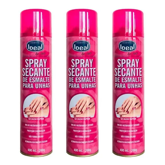 Secante De Esmaltes Spray Ideal 400ml - Kit Com 3un Foto 1