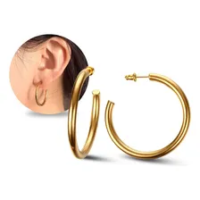 Semijoia Brinco Argola Antialérgica Banho Ouro Luxo Dourado Foto  mini 1