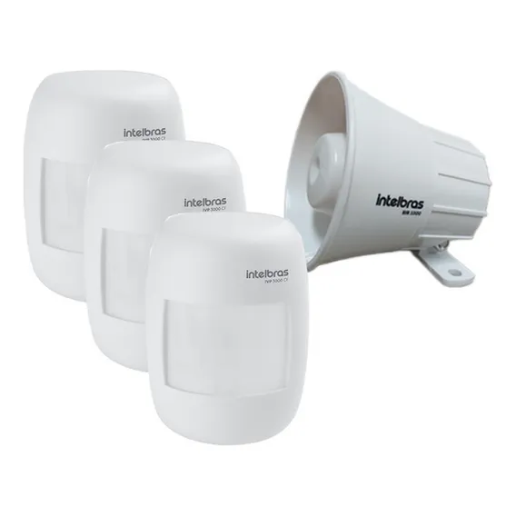 Sensor Alarme Intelbras Com Fio Ivp 3000 Cf+sirene Sir 1000 Cor Branco Foto 1