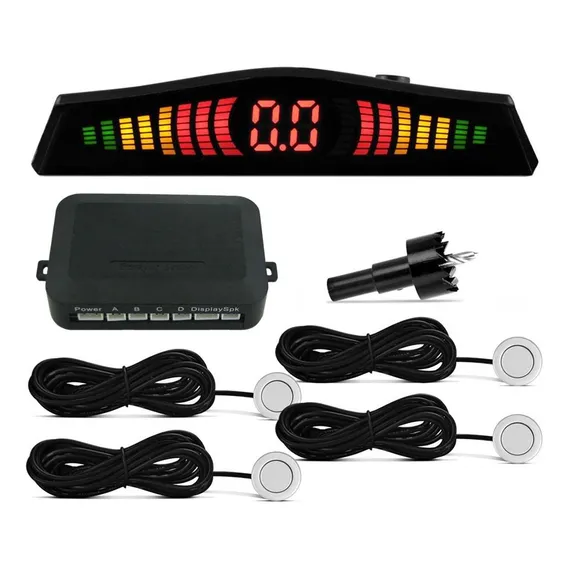 Sensor Estacionamento Ré C/ Display Preto Prata Branco Cor Preto Foto 1