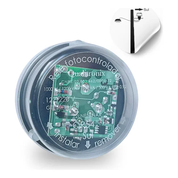 Sensor Fotocélula Rele Para Base 3 Pinos Bivolt 1000w Qualitronix QR54 Foto 1