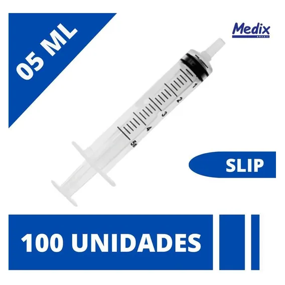 Seringa 5ml Sem Agulha Luer Slip - Medix C/100 Unidades Foto 1