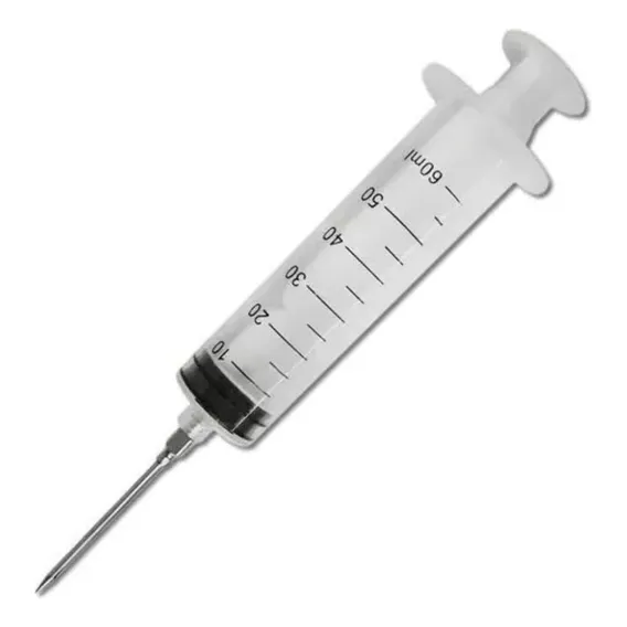 Seringa Injetar Tempero Confeitar Plástica Bico Metal 60ml Foto 1