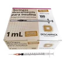 Seringa Insulina 1ml C/agulha 13x0,45 Descarpack C/100 Un Foto mini 1