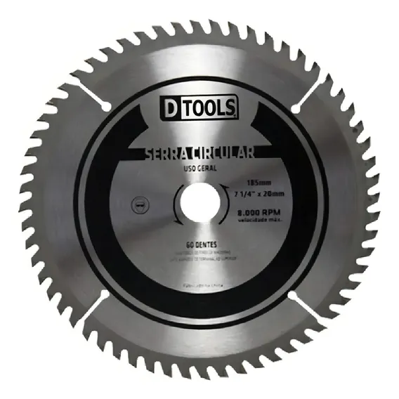 Serra Circular 7 1/4'' 185mm 60 Dentes - Dtools Foto 1