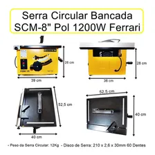 Serra Circular Bancada Cortar Madeiras Scm-8 1200w Ferrari 110v Foto mini 4