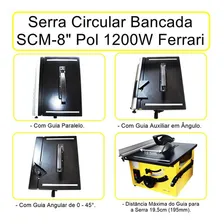 Serra Circular Bancada Cortar Madeiras Scm-8 1200w Ferrari 110v Foto mini  3
