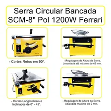 Serra Circular Bancada Ferrari 2 Cv 8 Pol Scm 1200 Ferrari 220V Foto mini 2