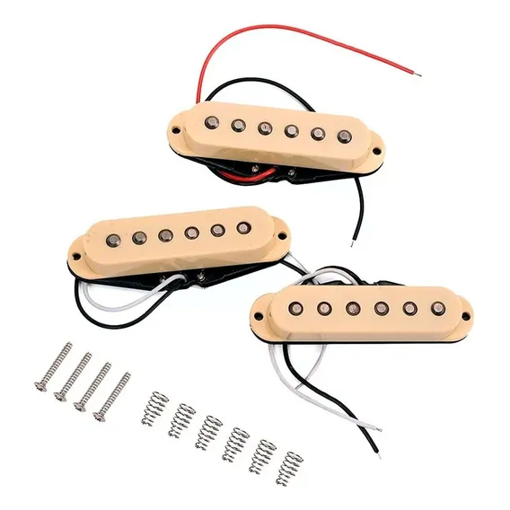 Set Captadores Ronsani Single Alnico V P/ Guitarra Strato Cor Bege Foto 1