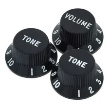 Set Knob Fender P/ Strato E Tele Vtt Preto Black + Foto mini 4
