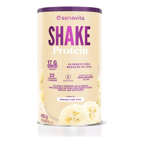 Shake Protein 450g - Sanavita Sabor Banana com Chia Foto 1
