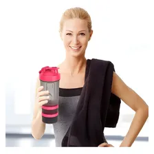 Shakeira Academia Coqueteleira 600 Duas Divis贸rias Whey Cor Rosa Foto mini 2