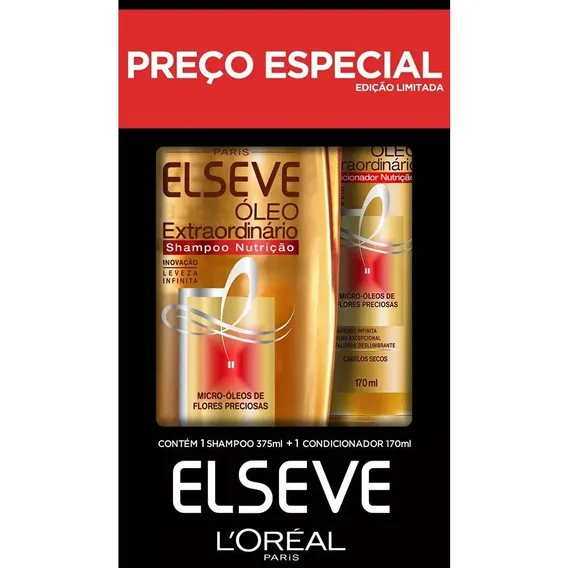 Shampoo 375ml + Condicionador 170ml Óleo Extraordinário Elseve Foto 1