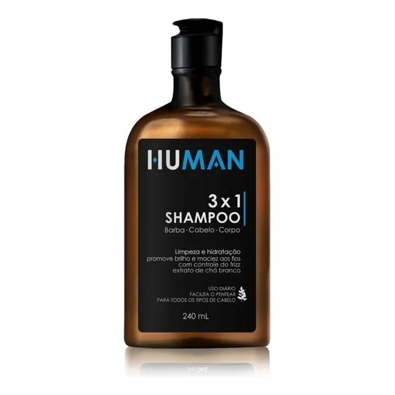 Shampoo 3x1 - Barba Corpo E Cabelo - Human 240ml Foto 1