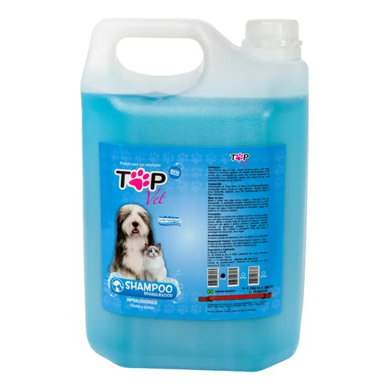 Shampoo Branqueador Hipoalergênico Cães E Gatos 5lt Top Vet Foto 1