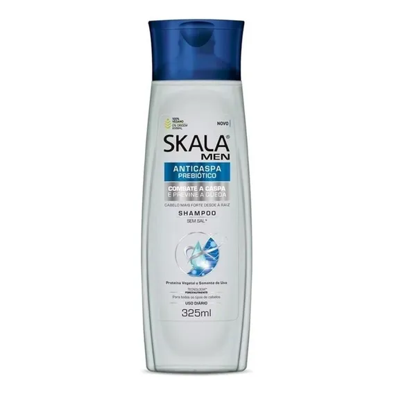 Shampoo Cabelo Anticaspa Antiqueda Men Sem Sal Skala 325ml Foto 1