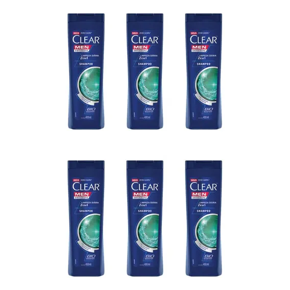 Shampoo Clear 400ml Limpeza Diaria 2 Em 1-kit C/6un Foto 1