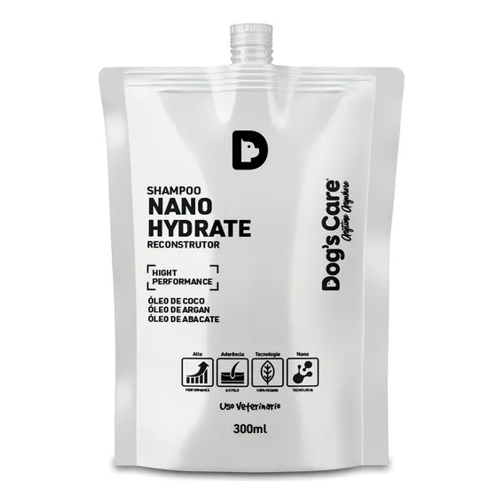 Shampoo Nano Hydrate Reconstrutor Para Cães Dogs Care 300ml Fragrância Coco Foto 1