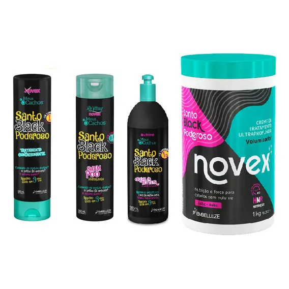 Shampoo Novex SANTO BLACK PODEROSO Kit Novex Santo Black Poderoso en pote creme de 2000mL de 2000mL Foto 1
