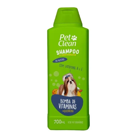 Shampoo Pet Clean Bomba De Vitamina Cães Cachorros Pet 700ml Fragrância Suave Foto 1