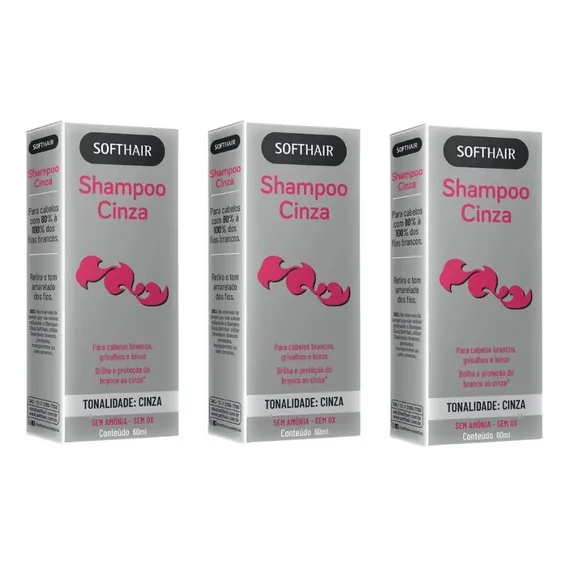 Shampoo Soft Hair 60ml Cinza - Kit Com 3un Foto 1