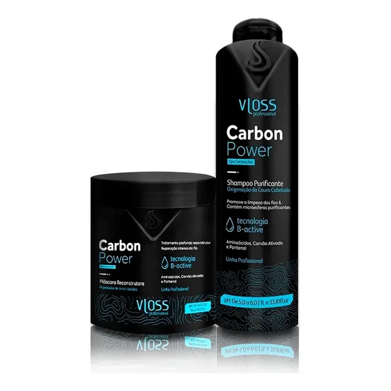 Shampoo Vloss Kit Carbon Shampoo E MÔscara, Esfoliação E Reparação Capilar Kit Carbon Shampoo E MÔscara, Esfoliação E Reparação Capilar En Kit De 1kg Foto 1