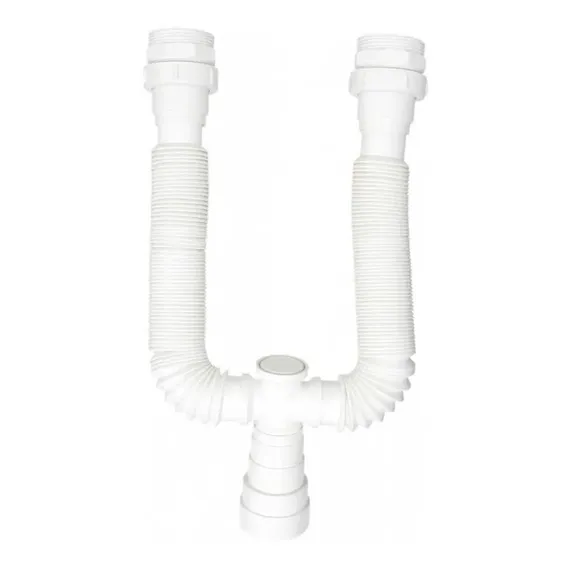 Sifão Duplo Plastilit Tubo Extensivo Universal Branco Foto 1