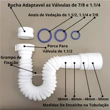 Sifão Sanfonado Ajustável Multiuso Universal Branco Tigre Foto mini 2