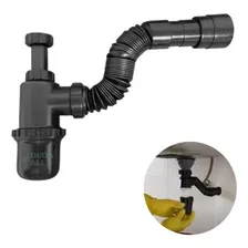 Sifão Sanfonado Copo Preto Universal Pia Cozinha Banheiro Sifão Sanfonado Universal Copo Preto Pia Cozinha E Banheiro Nitro Metais Foto mini 1
