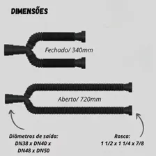 Sifão Sanfonado Duplo Valeplast Flexivel Cromado Foto mini  3